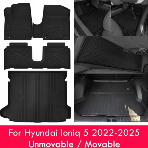 TPE Floor Mats for Lhd Hyundai Ioniq 5 2022-2025 Unmovable/Movable Console All Weather Floor Liners 