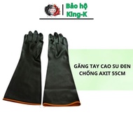 Acid-resistant, alkali-resistant, chemical-resistant black rubber gloves 55cm long, can withstand H2