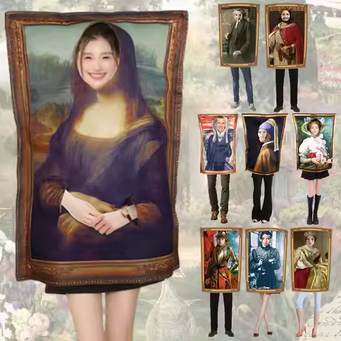 ZOETOPKID Mona Lisa Cosplay Costumes Fun Spoof Mural The Scream Costumes Campus Event Performance Ha