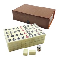 ☀Chinese Mahjong Game Set Mini Complete Majiang Set With 144 Tiles Travel Mah Jong Set 2 Reserve Mahjong Tiles  2 Dice F