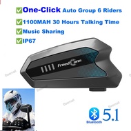 Beemall Freedconn Hero Motorcycle Intercom One-Click Auto Group 6 Riders 1500M Interphone Bluetooth 