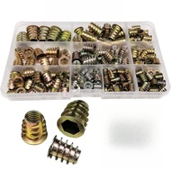 75/165pcs M4 M5 M6 M8 M10 Hex Hexagon Socket Head Wood Furniture Bed Cabinet Table Thread E-nut Inse