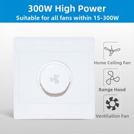Stepless Rotary Fan Speed Controller 300W 250V 10A 5-Speed 86x86mm Surface Mount