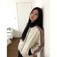 Ready Stock Korean Sports Style Three Bars Contrast Color Waffle Stand Collar Sports Jacket Jacket J