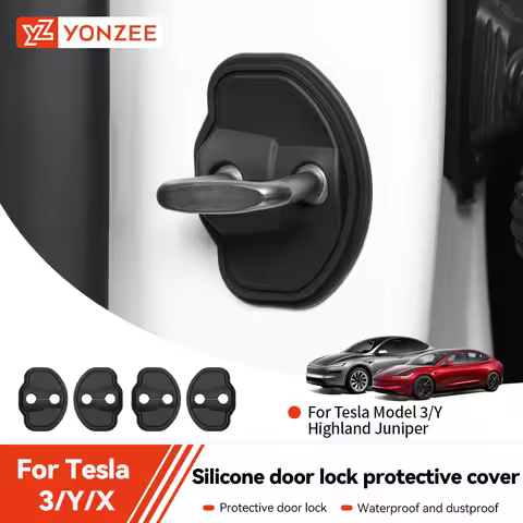 YZ 4Pcs Car Silicone Door Lock Cover Protective Stickers Car Shock Absorber For Tesla Model 3 Y Juni