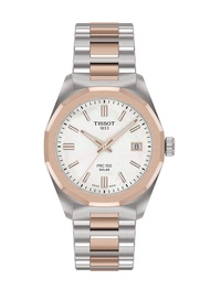 Tissot PRC 100 Solar Quartz 34 mm. ทิสโซต์ พีอาร์ซี 100 โซลาร์ ควอตซ์ สีทองคาร์เนชัน เทา T1518222211