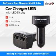 Car Charger 3.1A Dual USB Car Charger with LED Display - Taffware EC2
