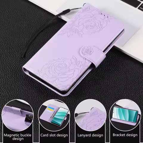 For OPPO A72 A73 A94 4G A94 5G A78 A15 A35 A52 A72 A92 A74 4G A95 4G F19 Pro Wallet Flower Embossed 