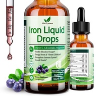 Liquid Iron Supplement for Women Men & Kids, Vegan Iron Drops with Vitamin C D, B12, B-Complex for A