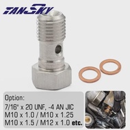 TANSKY Single Banjo Bolt Stainless Steel 7/16" x 20 UNF AN4 / AN3 / M10 / M12 x 1.0mm Turbo Brake Li