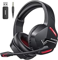 BINNUNE Wireless Gaming Headset with 2.4GHz for PS5, PS4, PC, Switch, FPS Gamers, 120Hrs+ Bluetooth
