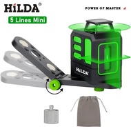 HILDA Laser Level 2 lines/5 Lines 360 Automatic Leveling Level Construction Tool Equipment Green Lig
