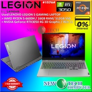 #1576 USED LENOVO IDEAPAD GAMINIG LAPTOP AMD RYZEN 5-6600H 16G 512SSD RTX 3050 4G WIN11 1Y WARRANTY 