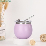 JUNYUE88WL Portable Egg Cup, 5oz Double Wall Argentine Yerba Mate Cup, Mini with Straw and Lid Stain