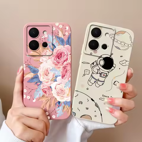 Case For Vivo Y36 4G 5G Flower Soft Liquid Silicone Upgrade Camera Protection Phone Back Cover For V