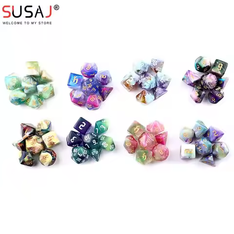 Polyhedral 7-Dice Two-Tone Swirl-DND Dice Set for RPG/MTG D4 D6 D8 D10 D% D12 D20 Dice Games 7pcs/se