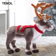 [TENOL] Christmas Reindeer Plush Elk Figurines Cute Animal Decorations Plush Elk