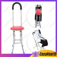 CasaHearth Quad Cane with Chair Tungkod for Senior Adjustable Foldable Chair