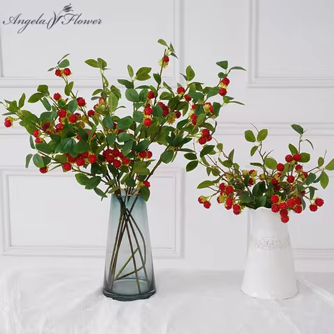 9 Heads Artificial Strawberry Fruit Christmas Berry Potted Plants Home Garden Wedding Balcony Orname