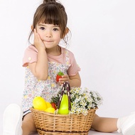 日本 ZOOLAND - 檸檬袖扣純棉短袖上衣-假二件-粉底米印花