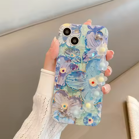 Fashion Flower Blu-ray Painting Bracelet Case For VIVO Y20 Y17 Y21 V21 V21E Y15S S10 S12 S15Pro Y77 