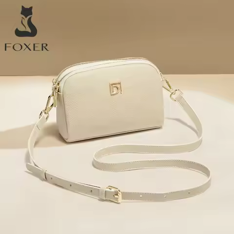FOXER Lady's Shoulder Bag Genuine Leather Casual Crossbody Bag Solid High Quality Commute Mother's D