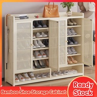 🔥Ready Stock🔥Cream Shoe Cabinet Bamboo Shoe Rack Dustproof Multi-Layer Shoe Cabinet Large Capacity