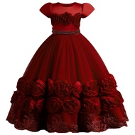 New Style Children's Dress Gauze Princess Western Long Flower Pettiskirt Little Girl Piano Host Clot