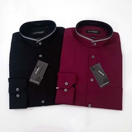 Koko ALISAN Doby SLIM FIT Lengan Panjang Kerah List MERAH MAROON HITAM