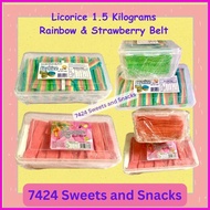 ◈ ☫ Sunrise Karate Sour Belts Rainbow and Strawberry (500g, 1Kilo and 2Kilos) Candy Belt