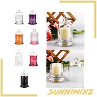 [Sunnimix2] Cloche Candle Holder Cover Candle Jar Cup Glass Cloche Dome with Base for Plants Dessert