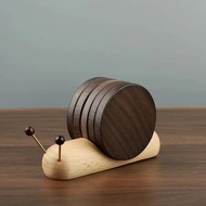 Cute Walnut Wood Snail-Shaped Coaster Creative Heat Insulation Drink Mat Wholesale