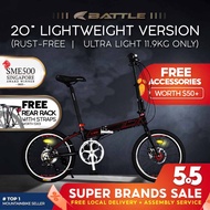 🇸🇬【ANTI-RUST - 11.9kg】20inch BATTLE Lightweight Folding Bike MRT and Bus Friendly Foldable Bicycle