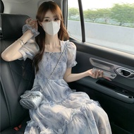 French Floral Tea Dress for Women - Narrow Waistline - Enchanted Forest Style