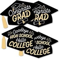 Big Dot of Happiness Goodbye High School, Hello College - Grad Cap Decorations DIY Graduation Party Essentials - Set of 20
