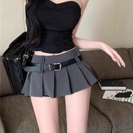 Short skirt tennis skirt shape with belt, large personality pleated skirt
