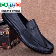 KY/🏅Cartelo Crocodile（CARTELO）Lightweight Loafers Leather Single Layer Cowhide Casual Men's Leather Shoes Breathable Sof