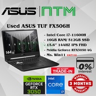 #AT113 USED ASUS TUF Gaming Laptop FX506H intel i7-11600H 16GB 512GB SSD NVIDIA RTX3050 4GB FULLHD 1