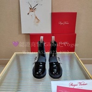 紫鑽🌟誠信商家🌟💜全新Roger Vivier Tres Vivier 鑽扣切爾西靴 黑色 漆皮