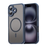 Used for iPhone 16 Plus Translucent Frosted Magnetic Phone Case Shock-resistant Airbag Shock @-