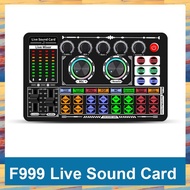 (KUEV) F999 Sound Card Audio Mixer Live Sound Card Voice Changer Mixing Console Amplifier Sound Card Phone Computer Universal