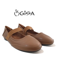 Gisa Women Slip-On Flat Pump Shoes With Elastic Band - Black/Khaki NKGS4185