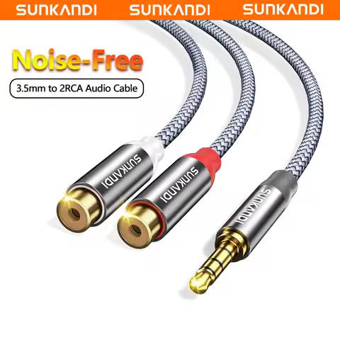 SUNKANDI 3.5mm to 2 RCA Cable, 3.5mm to 2RCA Audio Adapter for Smartphones , MP3 player, Tablet, spe