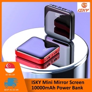 Isky New Full 10000mAh Mini Power Bank Powerbank Charging Dual Port Mirror Screen Large Capacity Ultra-thin