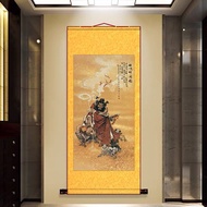 Silk painting of Thien Su Chung Quy Ngu Phuc Lam Mon for peace and fortune