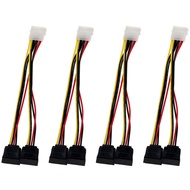 fengxiaomin 4 Pin Molex to 15 Pin Dual SATA Power Splitter Cable SATA Power Splitter Cable 18AWG Cop
