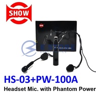 SHOW HS-03+PW-100A Headset Microphone with Phantom Power