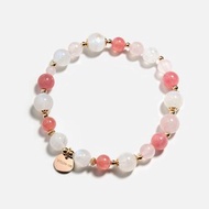 紅紋石月光石粉晶透石膏14k包金 水晶手鍊 禮物 招桃花手鍊