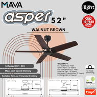 MAVA ASPER 52 Inches DC Motor Smart Wifi Fan Suitable For Low / Standard Ceiling 9F+9R Speed Remote