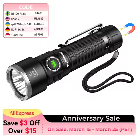Wurkkos TS28 EDC Flashlight 3200 lm Rechargeable 21700 Battery 506m Beam Distance Magnetic Tail Cap 